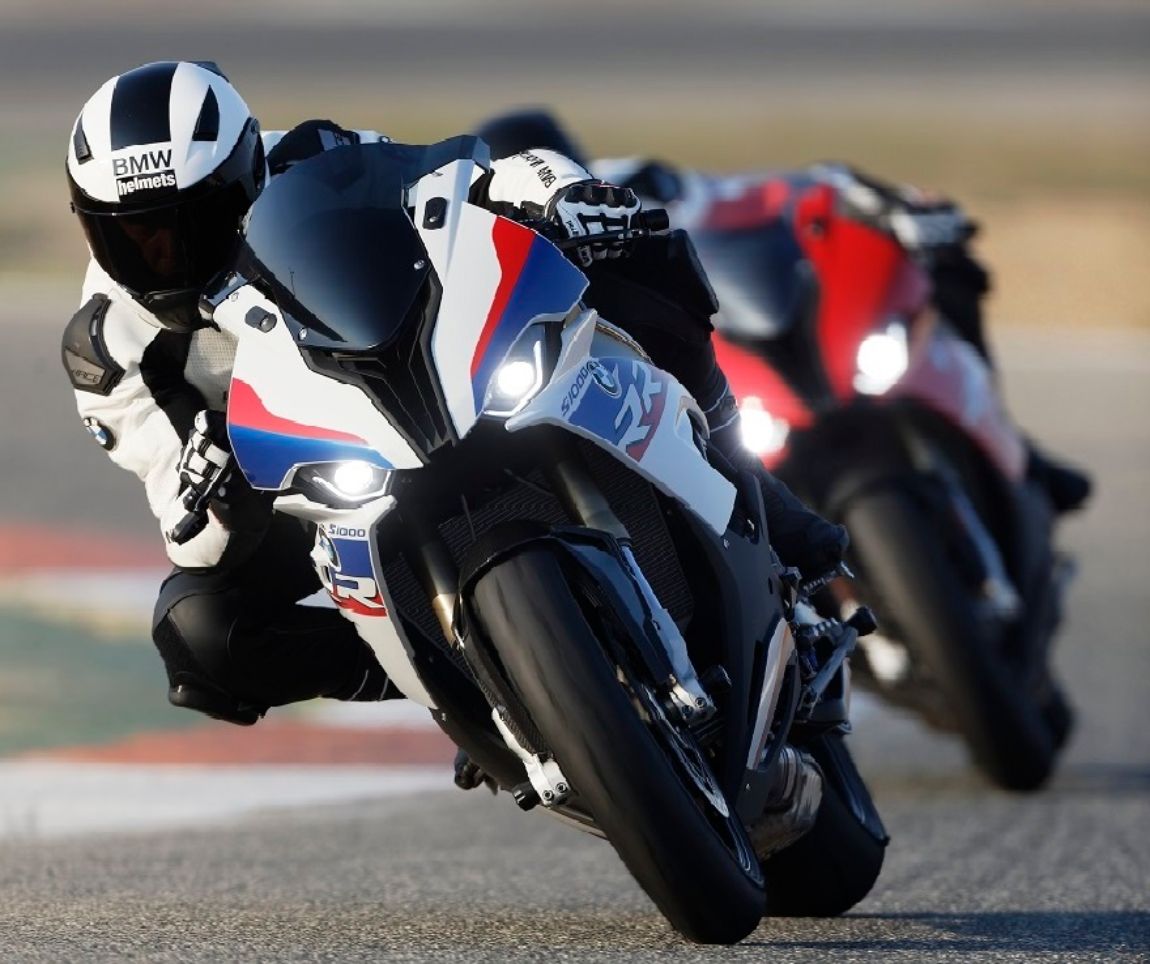 BMW S 1000 RR motorcycle in a race