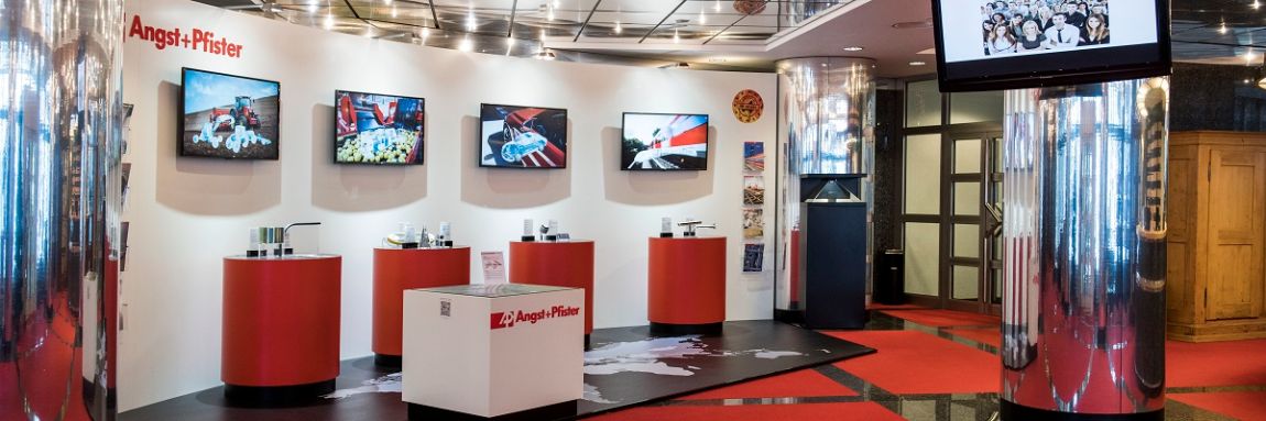 Showroom with product and industry displays at Angst+Pfister Zurich