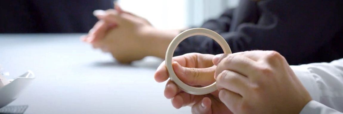 Close-up of a sealing component showed in a customer meeting