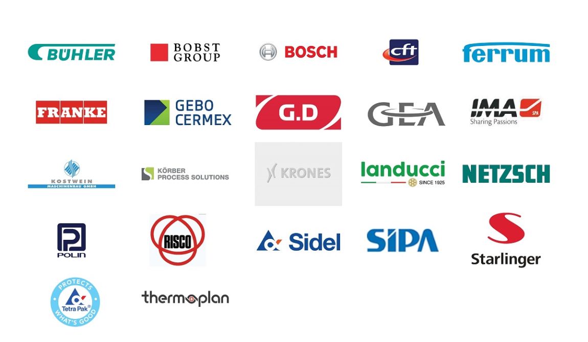 Customer Food & Beverage Industry logos Logos of Angst+Pfister's main customers in the food and beverage industry