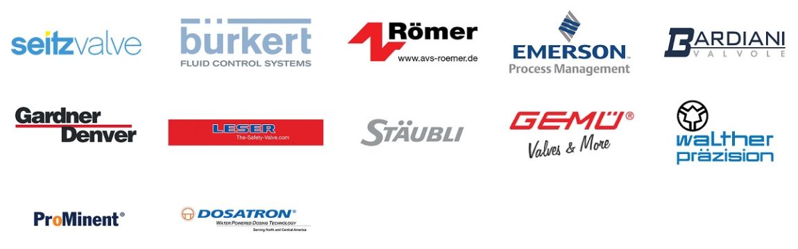 Logos of Angst+Pfister's main customers in the process industry