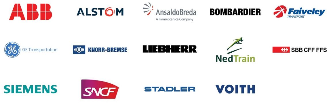 Logos of Angst+Pfister's main customers in the railway industry