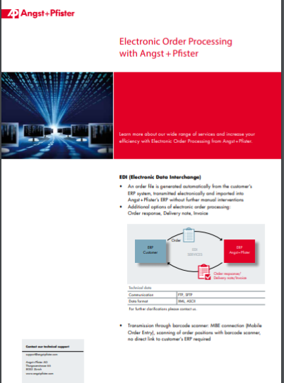 Electronic Order Processing with Angst+Pfister flyer