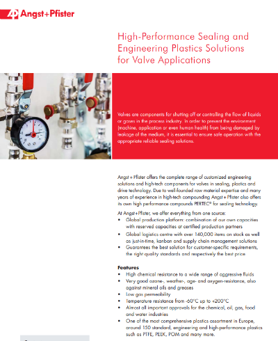 High Performance Sealing and Engineering Plastics Solutions for Valve Applications flyer