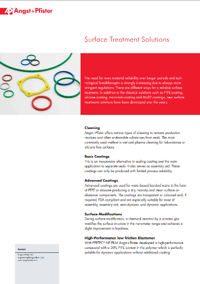 Surface treatment flyer - from cleaning, basic and advanced coatings, and surface modifications to high-performance low friction elastomers