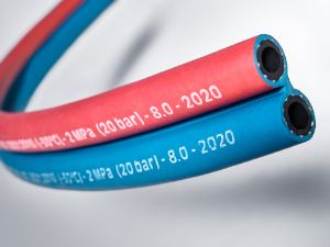 Mineral oil and gas hoses overview: OXY™ twin autogenous hose in blue and red
