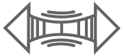 Elastomeric Compounds Icon: Elastic rubber material that is stretched, indicated with big arrows
