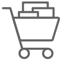 Products icon: Shopping cart filled with boxes